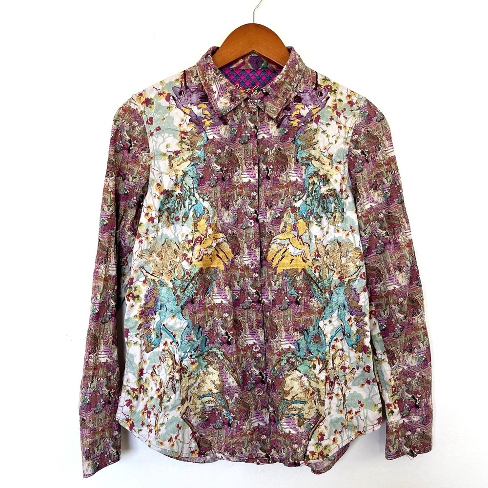 Rare Robert Graham Womens Embroidered Limited Edition Size M Cool Print